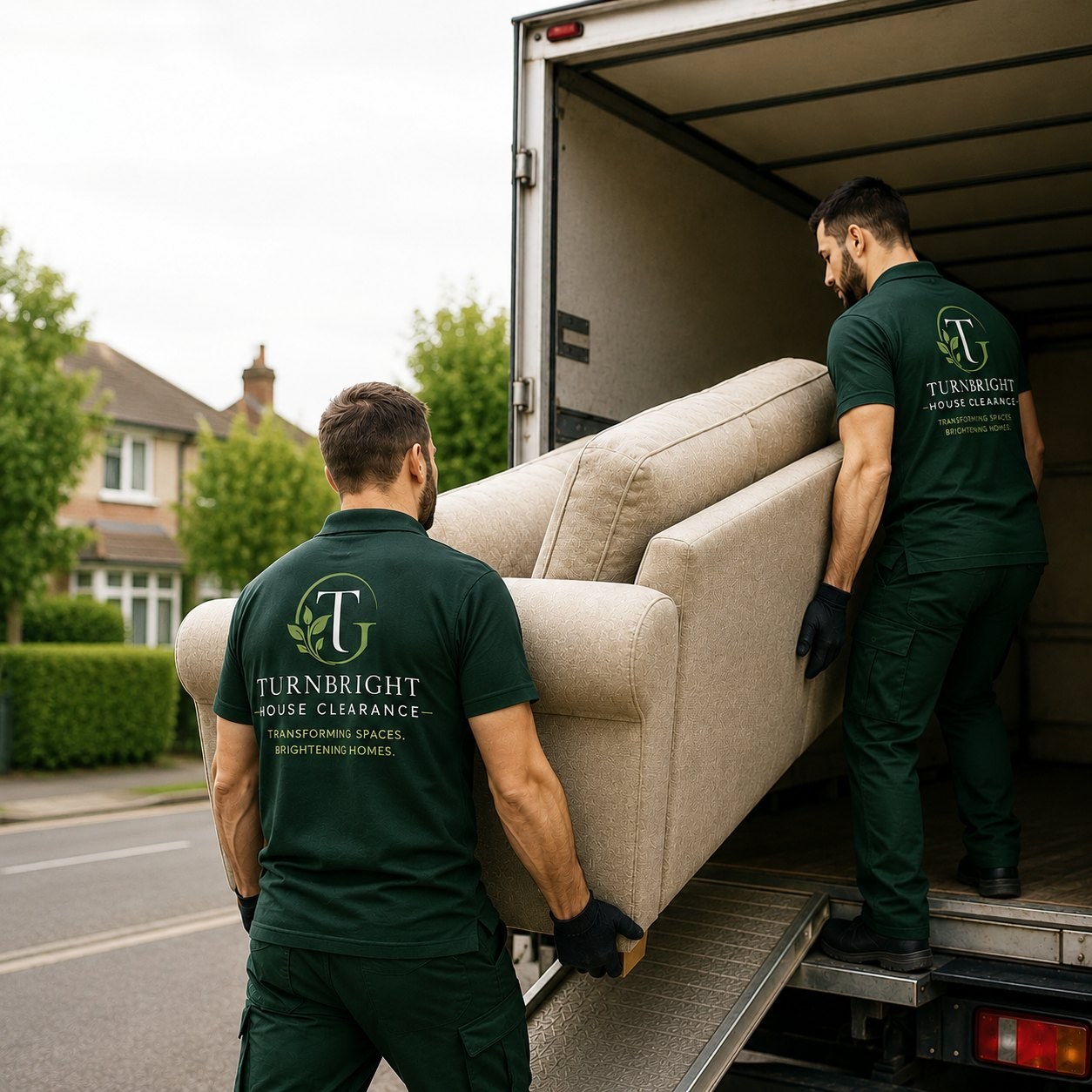 Turnbright house clearance team loading a sofa into a van