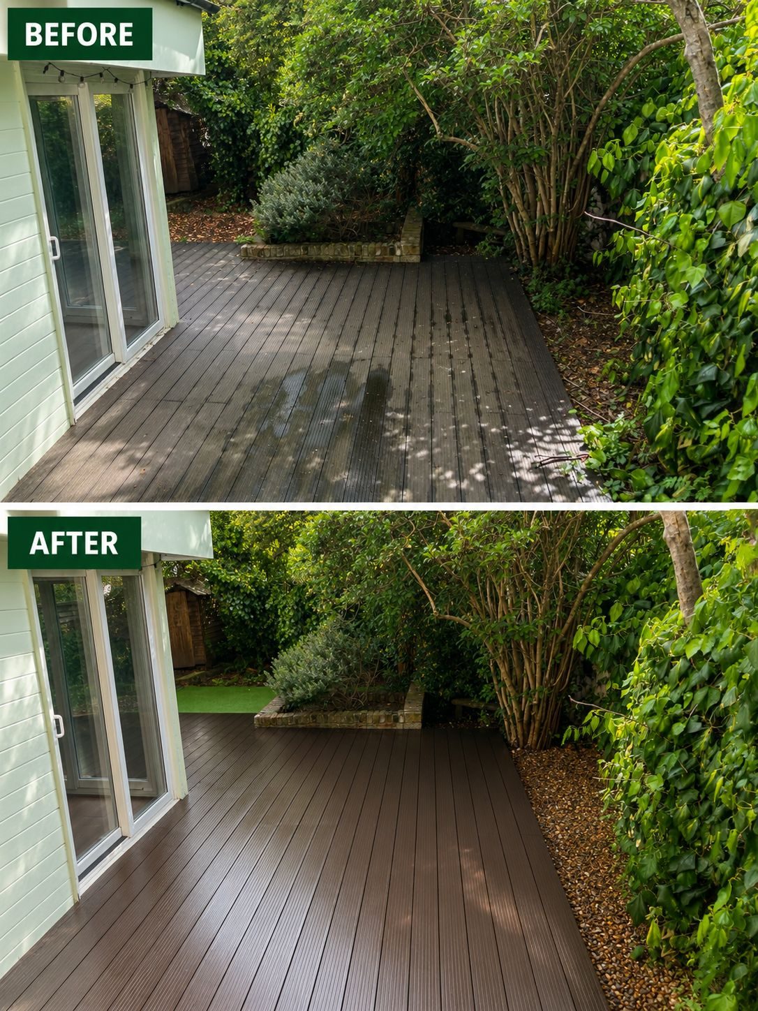 Before and after decking clean and refresh